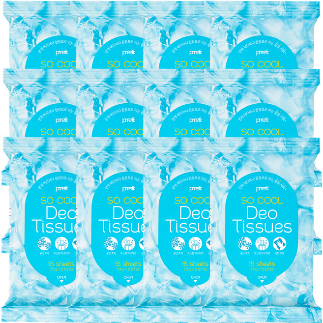 프레티 쏘 쿨 데오 티슈, 12개, 15개입