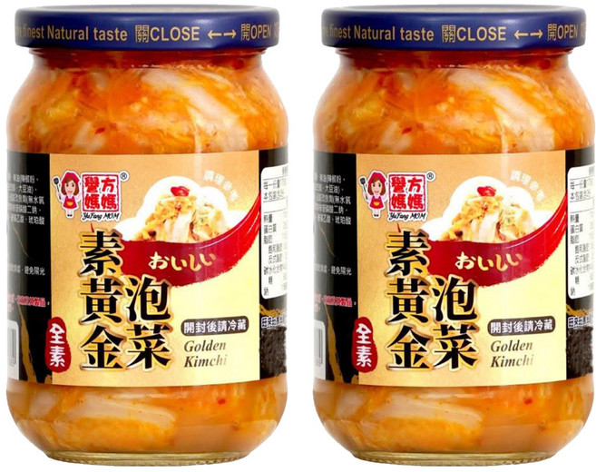 譽方媽媽 素黃金泡菜 經典香醇滋味 清甜爽脆 超級涮嘴的下酒菜, 350g, 2罐