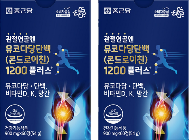 종근당 정품 관절연골엔 뮤코다당단백 콘드로이친 1200 플러스, 60정, 2개