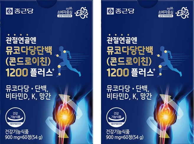 종근당 정품 관절연골엔 뮤코다당단백 콘드로이친 1200 플러스, 60정, 2개 - 쿠팡