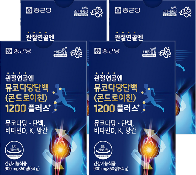 종근당 정품 관절연골엔 뮤코다당단백 콘드로이친 1200 플러스, 60정, 4개