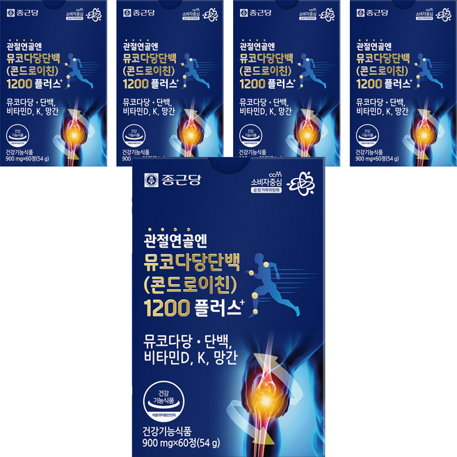 종근당 정품 관절연골엔 뮤코다당단백 콘드로이친 1200 플러스, 60정, 5개