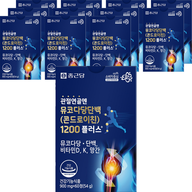 종근당 정품 관절연골엔 뮤코다당단백 콘드로이친 1200 플러스, 60정, 12개