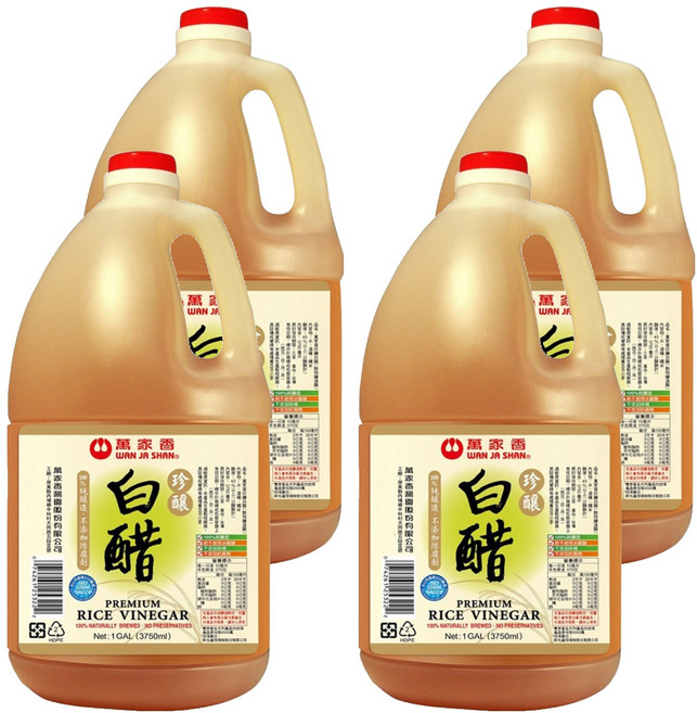 萬家香 珍釀白醋 100%純釀造 絕不使用冰醋酸 不添加人工調味料, 3.75L, 4瓶
