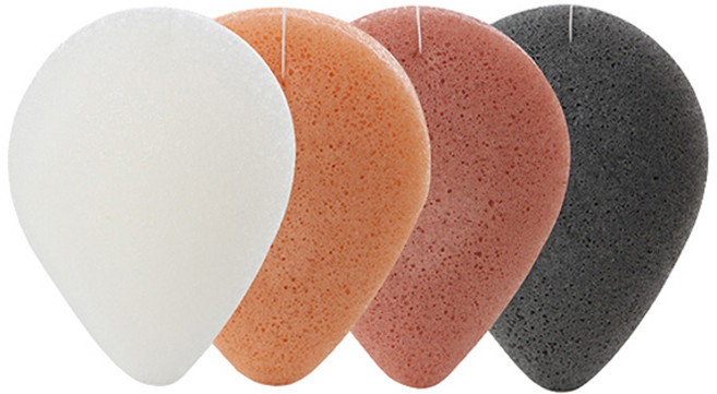 아임곤약 세안용 곤약스펀지 4종 세트, 화이트, 황토, 송이, 참숯, 1개