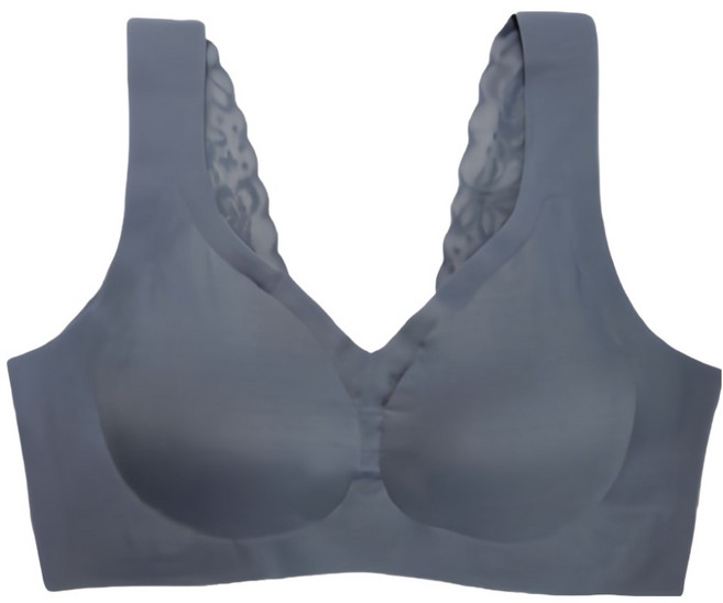 SOFT LIGHT 裸漾蕾絲 無痕隱形背扣內衣 三段式調整背扣 背部V型蕾絲 深灰 XL