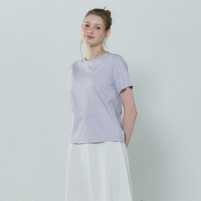 베이직하우스 여성용 통기성 코튼모달 크루넥 반팔 티셔츠 LZTS3212