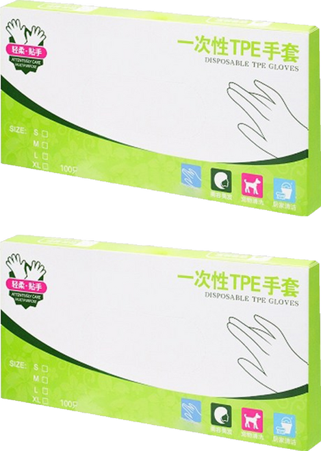 一次性手套 薄款 TPE材質 L 透明色, 100個, 2盒