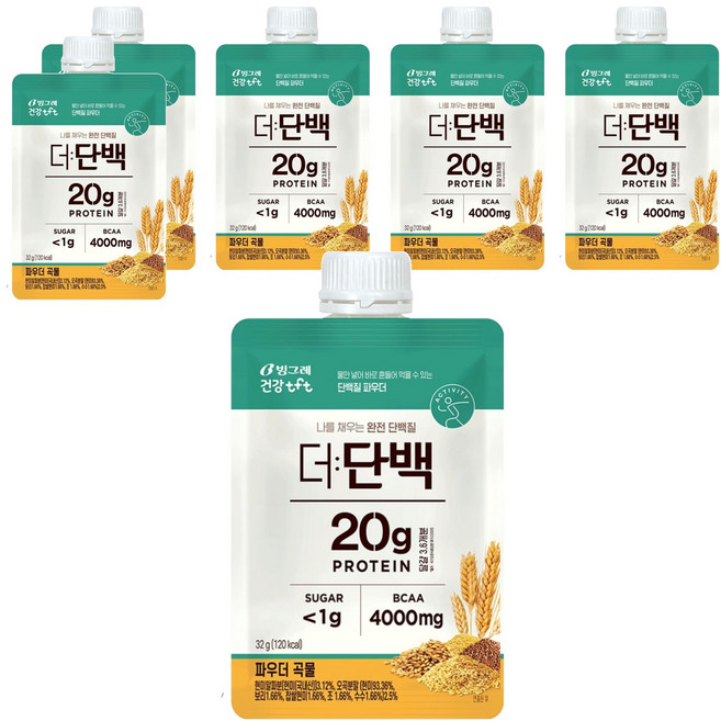 빙그레 더단백 파우더 곡물 다이어트 쉐이크, 32g, 6개