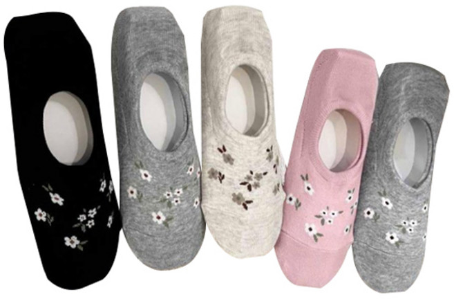 컬러매치 여성용 샤이링 미끄럼방지 덧신 5족 세트