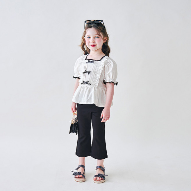 WALTONKIDS 兒童毛絨蝴蝶結襯衫套裝