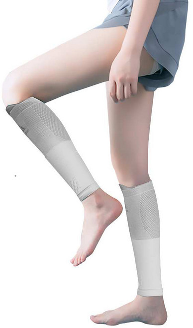 Bantuman 登山健身速乾壓力護小腿套, 白色, 1雙
