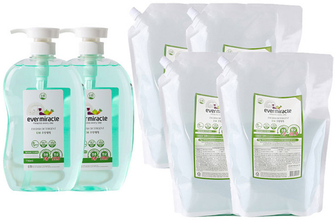 에버미라클 EM 주방세제 750ml + 리필 1.5L x 2p, 2세트