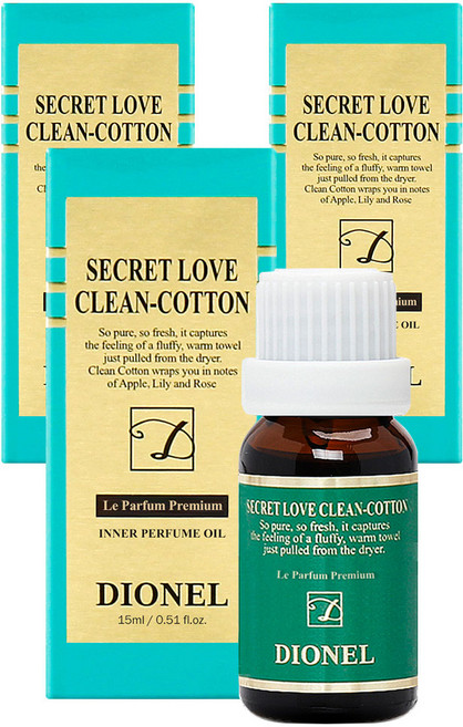 DIONEL Clean-Cotton女性私密護理香氛精油, 15ml, 3瓶