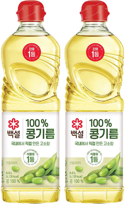백설 콩기름, 500ml, 2개