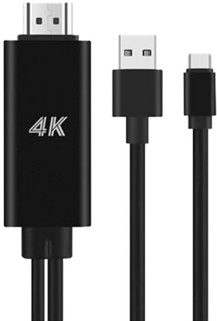 MAX plus Type-c to 4K UHD高清數位影音轉接線/手機平版電視線, 1.8m, 黑色, 1條