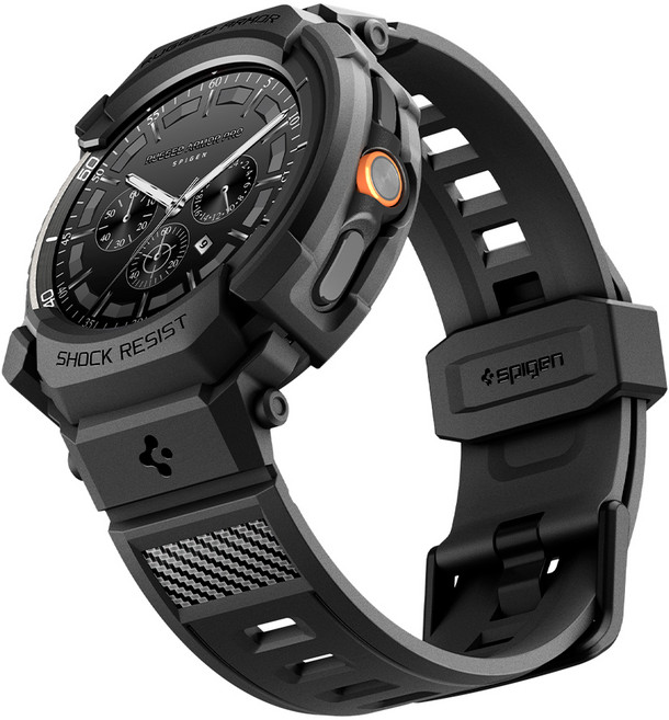 슈피겐 러기드 아머 프로 갤럭시 워치 스트랩 일체형 케이스 ACS10013, 매트블랙, 1개