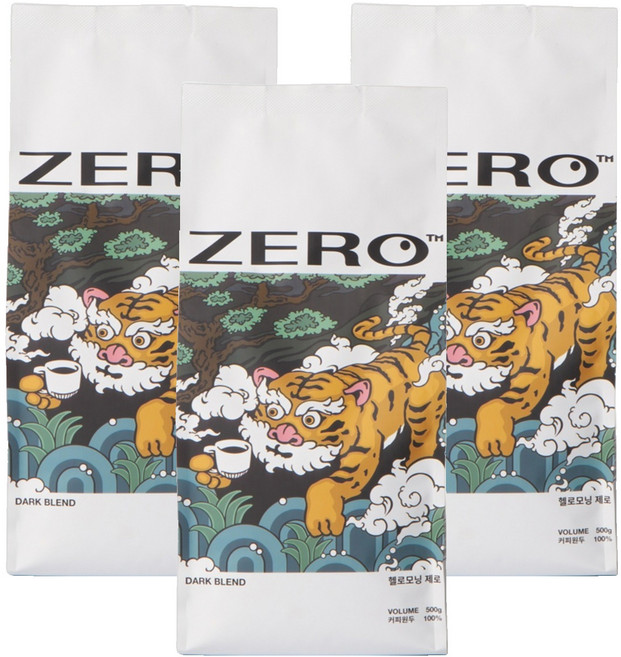 헬로모닝 제로 다크 블렌드 원두, 홀빈(분쇄안함), 500g, 3개