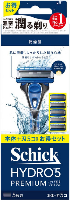 Schick 舒適牌 水次元5 PREMIUM 刮鬍刀 刀架*1支+刀頭*5入, 1組, 1組