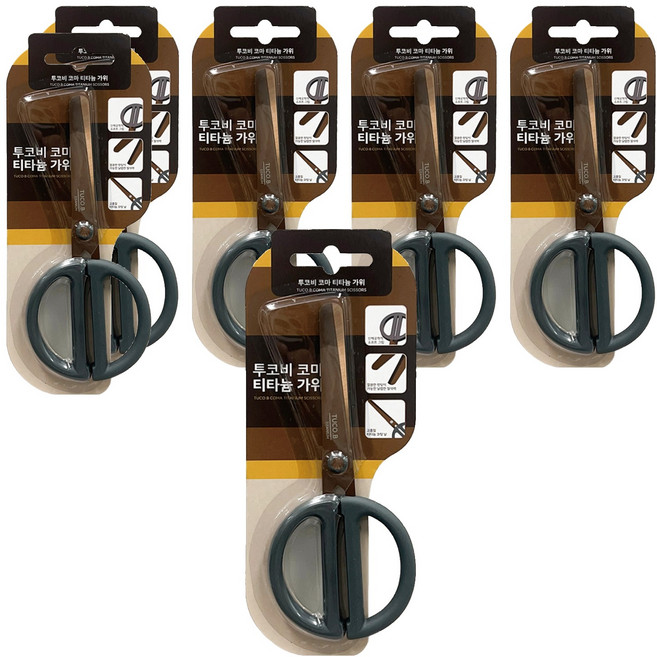 투코비 코마 고강도 티타늄 가위, 혼합색상, 6개