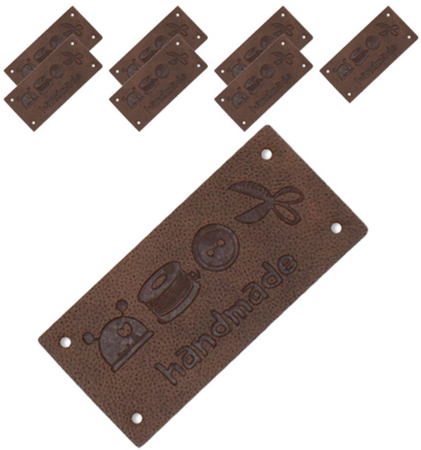 동대문단추왕 인조가죽 핸드메이드라벨 48*22mm, 사피아브라운, 8개