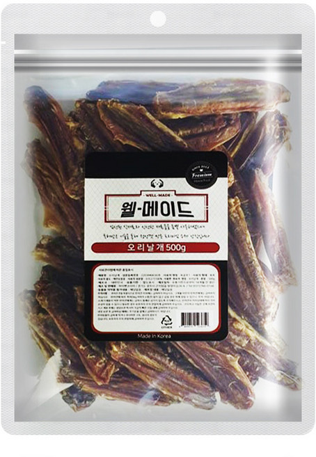 웰메이드 강아지 원물 건조 간식, 오리날개맛, 500g, 1개