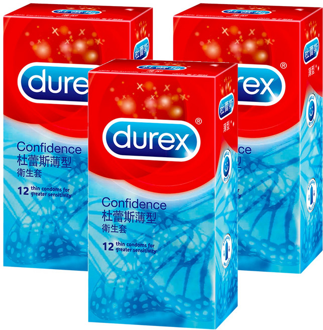 durex 杜蕾斯 薄型衛生套, 12個, 3盒