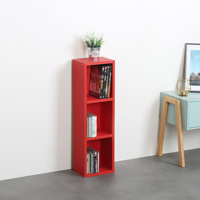 타워형 틈새 DVD장 3칸, 레드