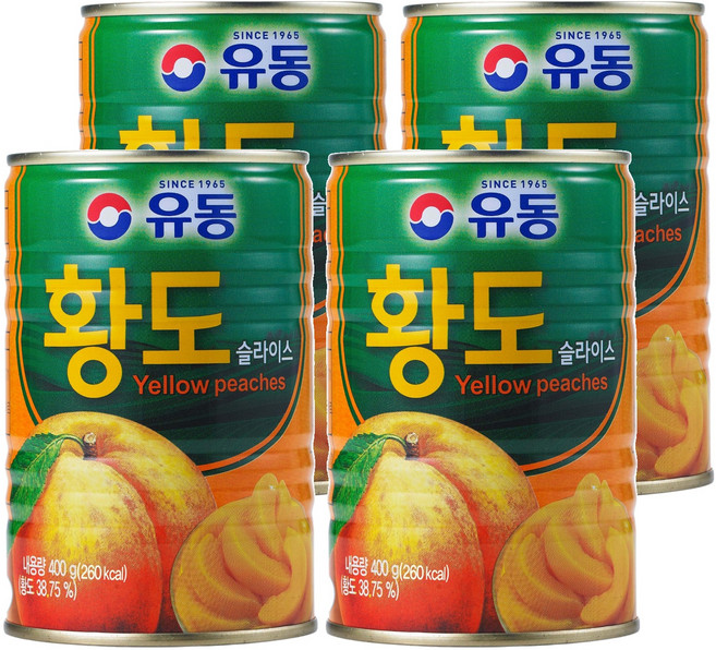 유동 황도 슬라이스 통조림, 400g, 4개
