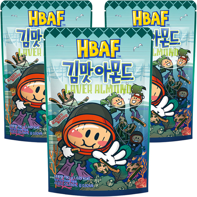 HBAF 바프 김맛 아몬드, 190g, 3개