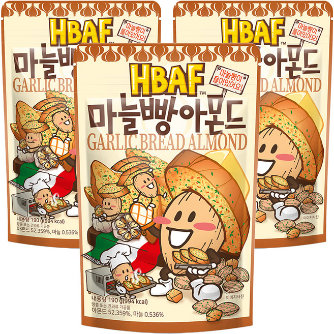 바프 마늘빵 아몬드, 190g, 3개
