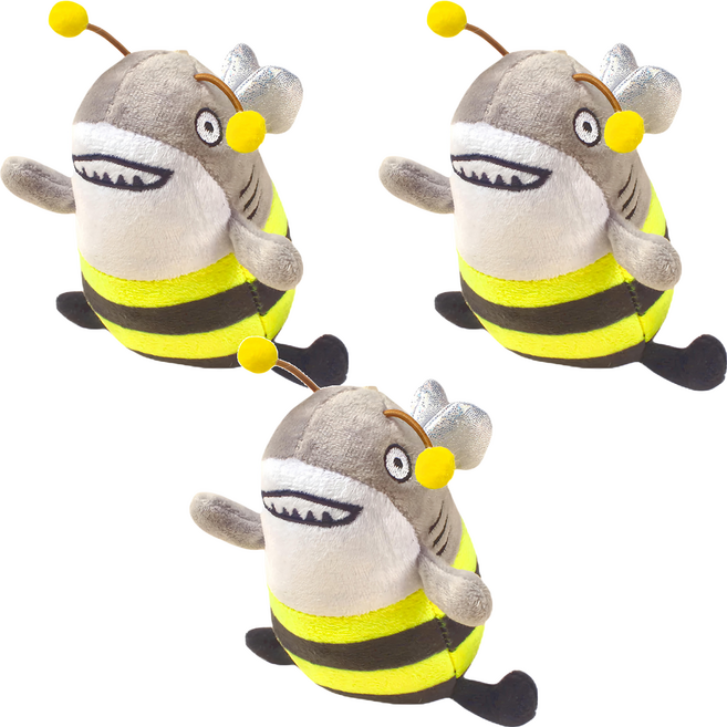 鯊bee鯊魚吊飾, 灰色+黃色, 3個