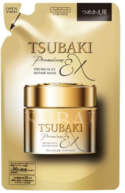 TSUBAKI 思波綺 金耀瞬護髮膜EX補充包, 150g, 1包