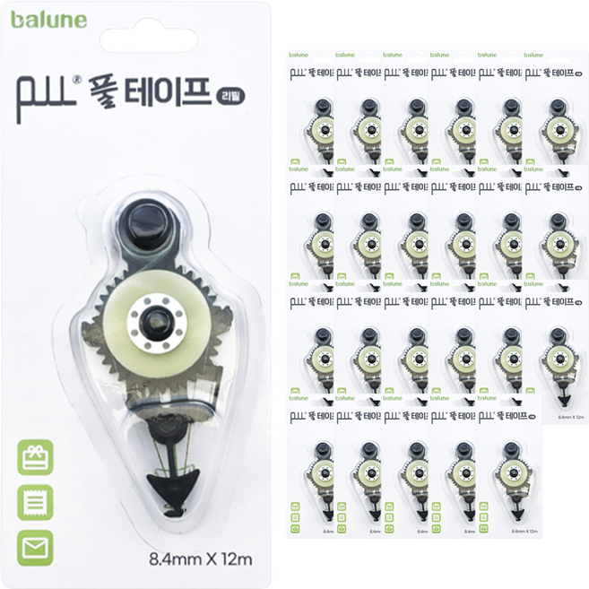 바르네 접착 풀 테이프 리필 속지 BGT-0180R 8.4mm x 12m, 연두, 24개