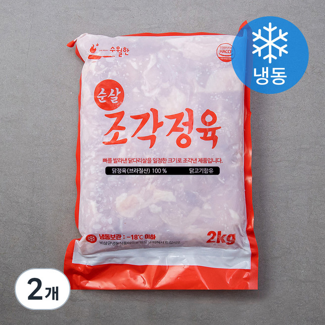 수월한 브라질산 순살 조각정육 (냉동), 2kg, 2개