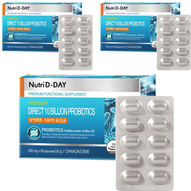 뉴트리디데이 다이렉트 100억 유산균 30g, 60정, 3개