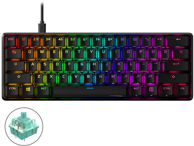 HYPERX Alloy Origins 60 有線無數字鍵盤, 黑色, AG001, 無數字鍵盤