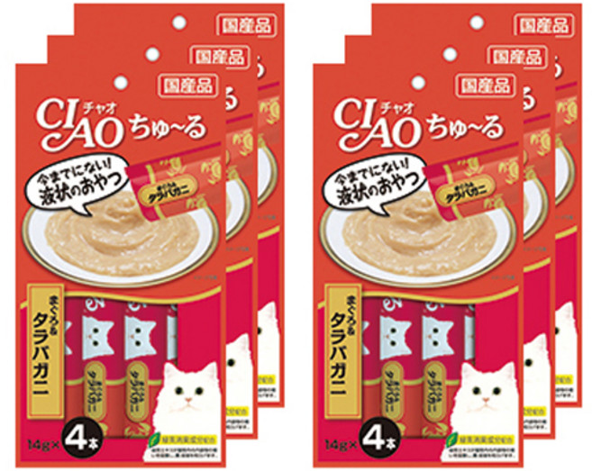 챠오츄르 고양이 짜먹는 간식, 혼합맛(참치/킹크랩), 56g, 6개