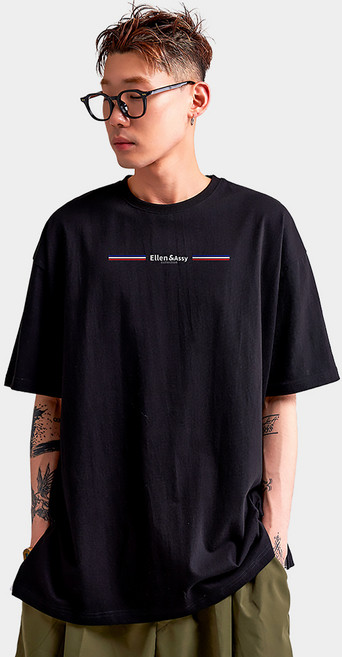 엘런아시 20수 컬렉션 옆트임레이어드 오버핏 반팔 티셔츠