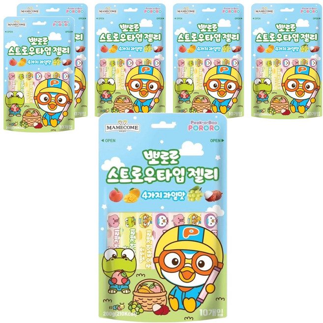 마미꼬미 뽀로로 스트로우타입젤리 10개입, 200g, 6개
