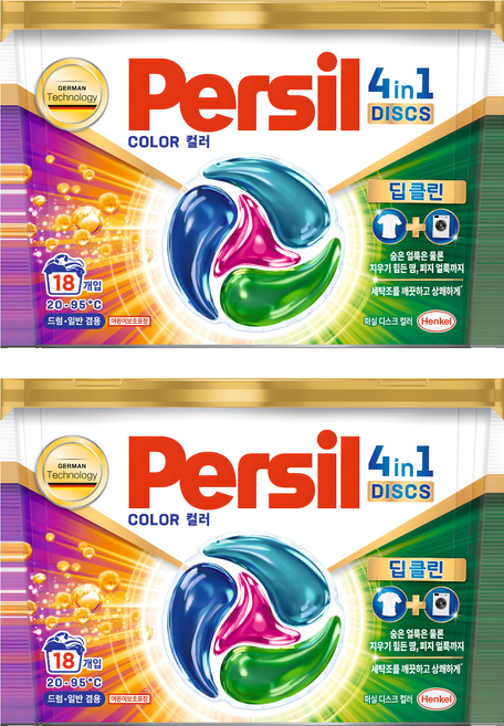 퍼실 디스크 컬러 세탁세제, 18개입, 2개