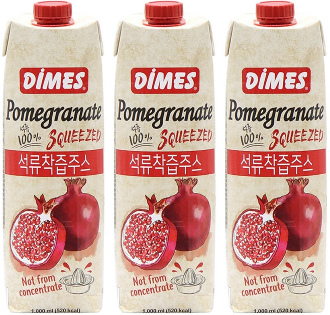 디메스 석류 착즙 주스, 1L, 3개