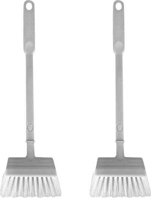 Easy Cleaning Solution 潔田屋 抗菌方型衛浴刷 可拆式刷柄, 灰色, 2支