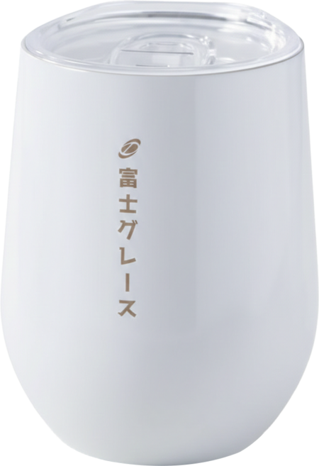 FUJI-GRACE 富士雅麗 真空陶瓷塗層隨手蛋型杯 具備滑蓋設計 有效防止灰塵進入 易清洗, 白色, 350ml, 1個
