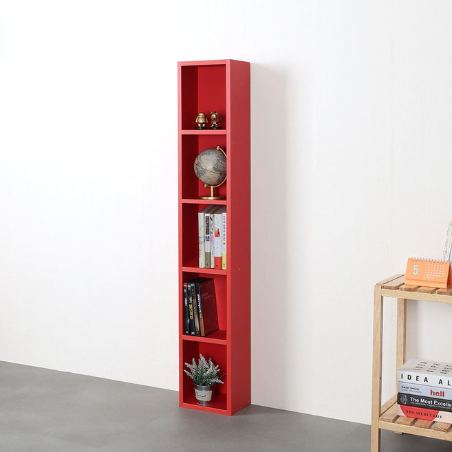 타워형 틈새 DVD 수납장 5칸, 레드