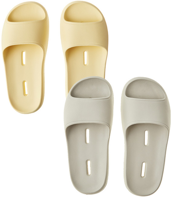 베이스알파에센셜 문에 안걸리는 발등 낮은 욕실화 2종 세트 국내생산/EVA재질, 샌드베이지, 옐로우, 1개