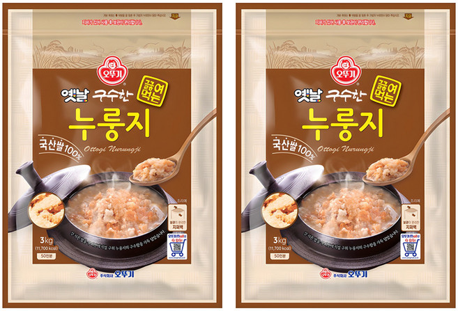 오뚜기옛날 구수한 끓여먹는 누룽지, 3kg, 2개