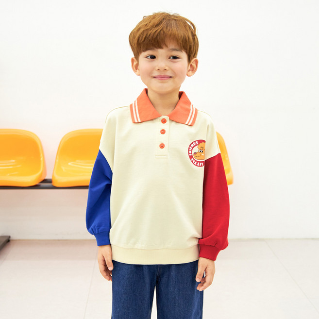 WALTONKIDS 男童小色塊翻領T恤
