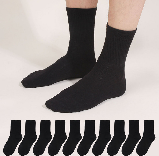 두발로 남성용 프리미엄 데일리 밴딩 중목 양말 10켤레