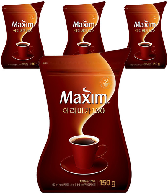 맥심 아라비카 100 원두 커피믹스, 150g, 1개입, 4개